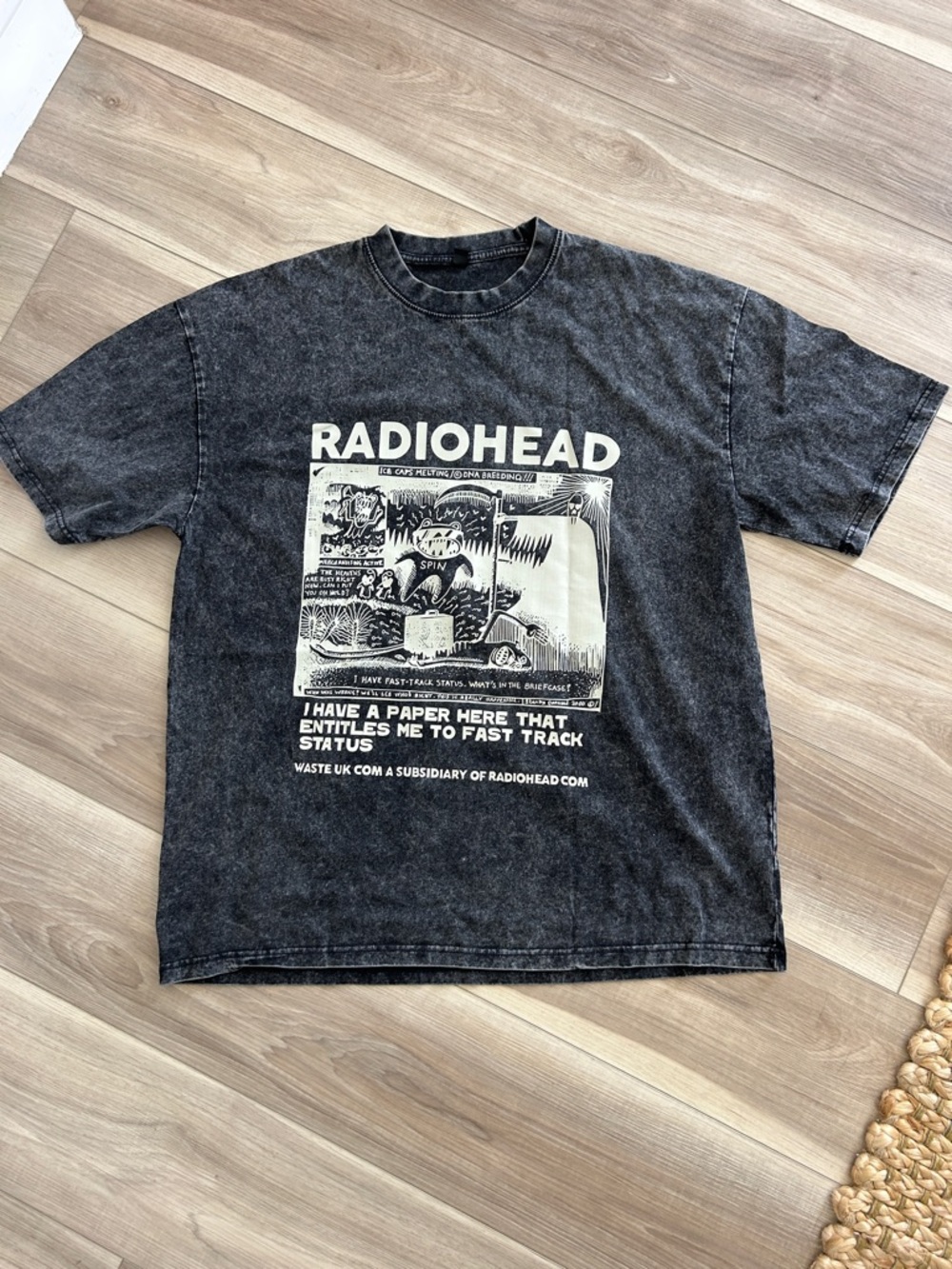 Radiohead Unisex Mineral Wash Black Graphic Short Sleeve Tee